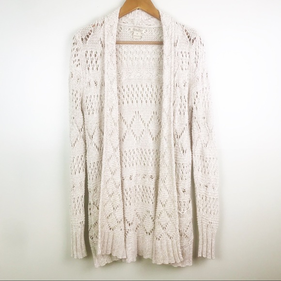 Lucky Brand Sweaters - LUCKY BRAND Crochet Duster Cardigan Sweater Cream